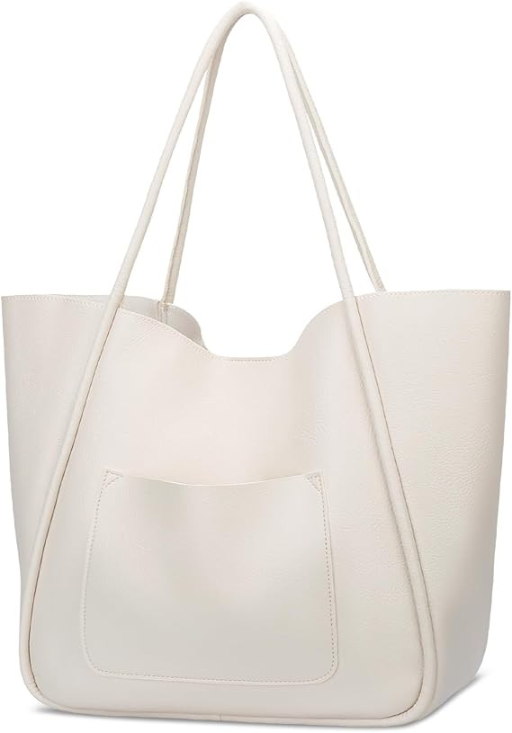 KKXIU Tote Bag for Women Vegan Leather Shoulder Purse Large Capacity Travel Bag | Amazon (US)