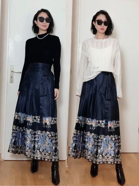 Traditional chinoise skirt 
- skirt : Rihoas (discount MADAJIE15)
- black top: Uniqlo
- white sweater :Lilysilk (discount MA12)

#LTKstyletip #LTKSeasonal #LTKeurope