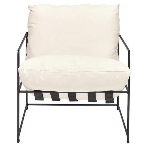 The Tommy Modern Classic Black Steel Frame Ivory Cushion Seat Living Room Chair | Kathy Kuo Home