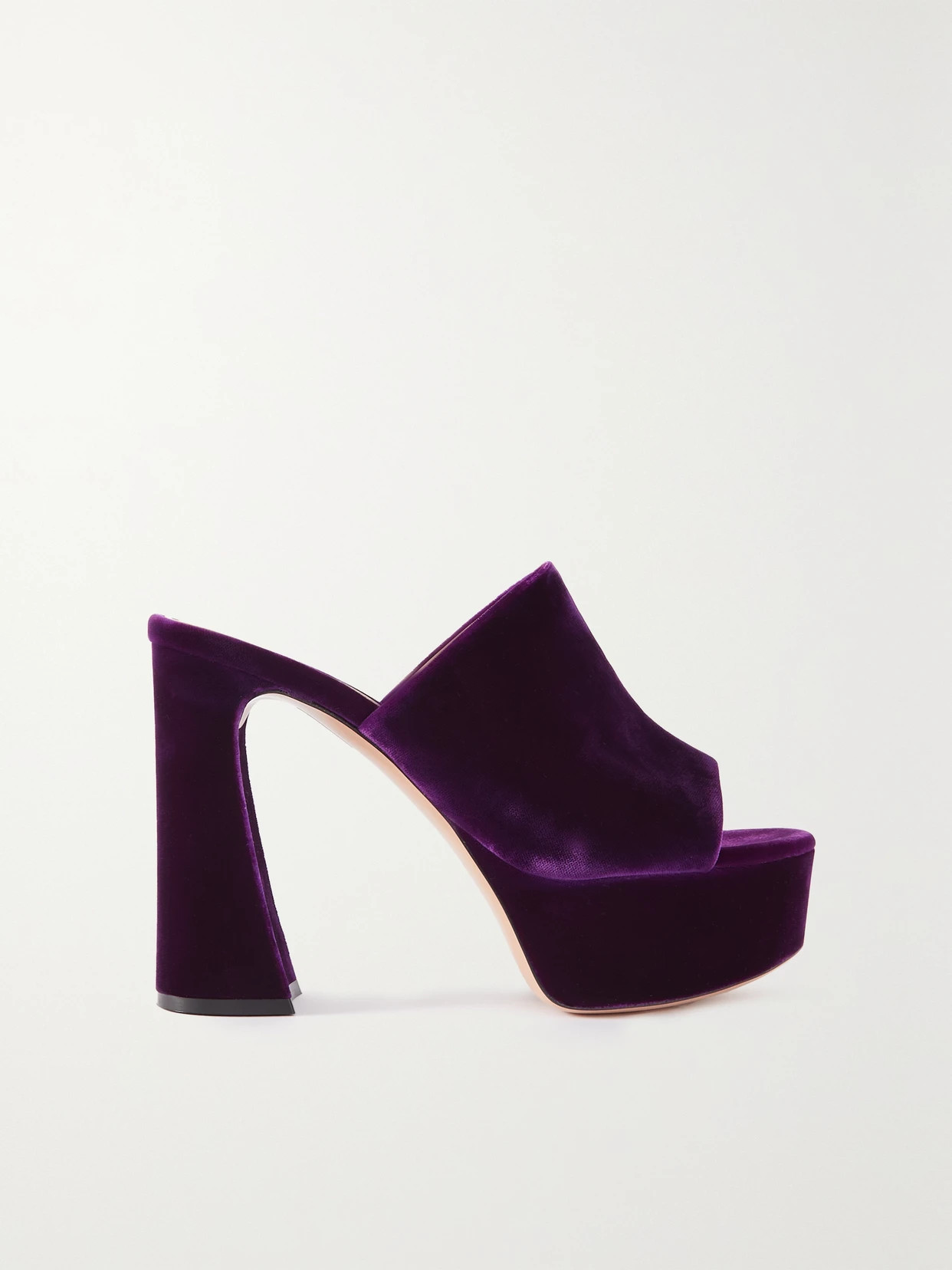 Gianvito Rossi - Holly 70 Velvet Platform Mules - Purple | NET-A-PORTER (US)