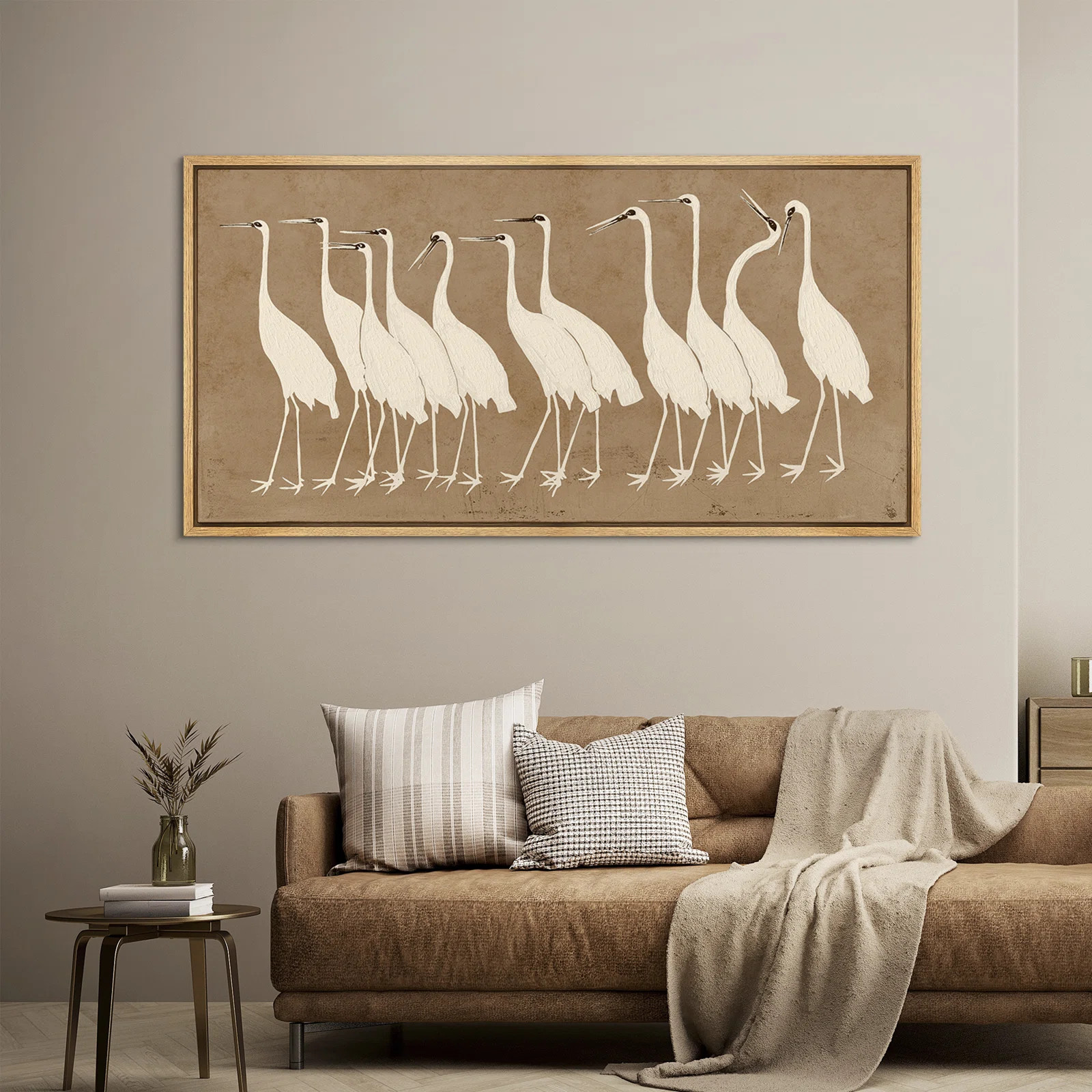 Brown Heron Bird Animal Vintage Retro Minimalist Extra Large Pictures Framed Canvas Print Wall Ar... | Wayfair North America