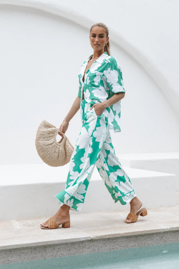 Bentley Wide Leg Pant - Green Floral | Petal & Pup (US)