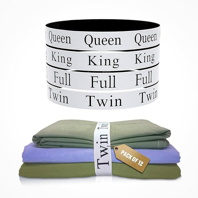 Bed Sheet Organizer Bands for Linen Closet, Sheet Keepers and Sheet Labels for Bedding, Labeled E... | Amazon (US)