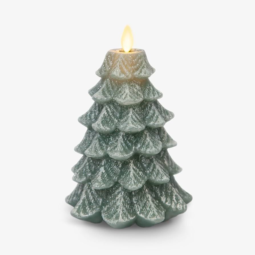 Luminara Christmas Tree Flameless Candle Glitter and Snow Finish (4.7" x 6.5") Moving Flame Effec... | Amazon (US)