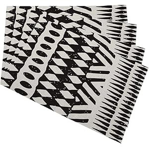 Mugod Aztec Placemats Native Tribal Design Geometric Ethnic Stripe Lines Black White Decorative H... | Amazon (US)