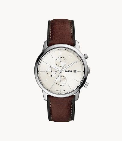 Minimalist Chronograph Brown Eco Leather Watch | Fossil (US)