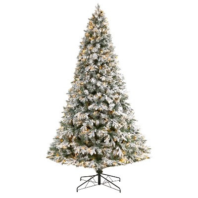 9ft. Flocked Mixed Pine Artificial Christmas Tree with 650 LED Lights and 1960 Branches – Stunning X-Mas Holiday Display | Target
