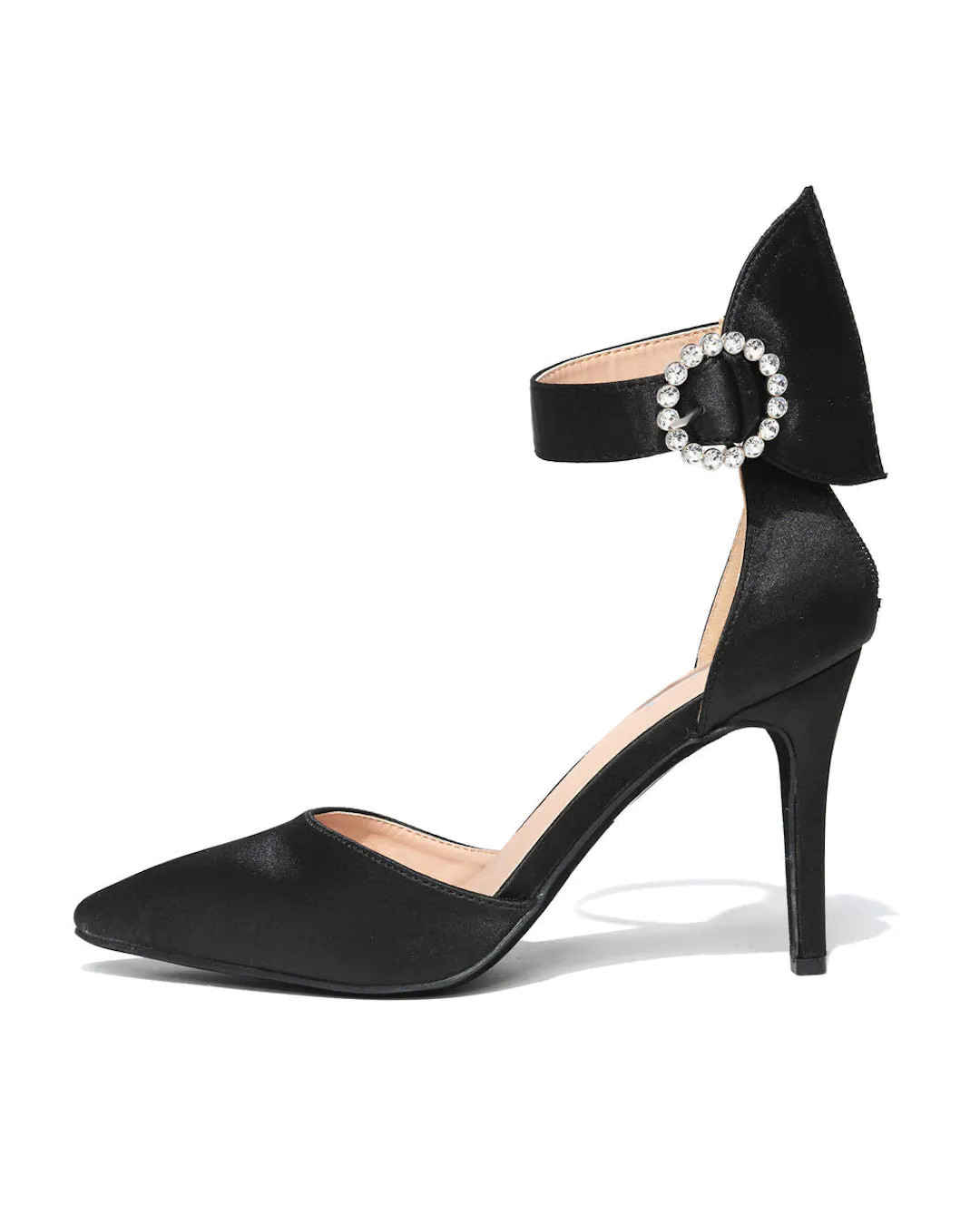 Belle Of The Ball Satin Embellished Pointed Heel - Black - SALE | VICI