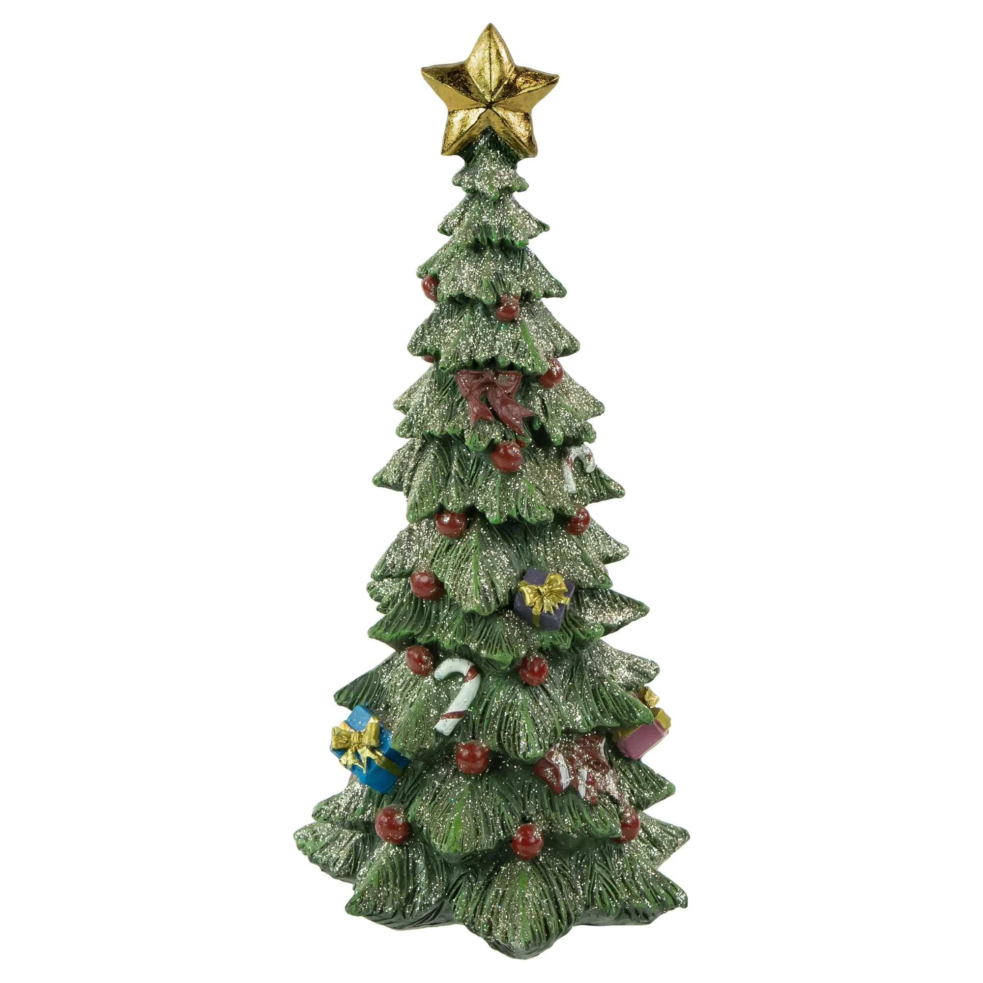 Northlight Glittered Christmas Tree with Presents, Berries and Bows Decoration - 10" - Walmart.co... | Walmart (US)