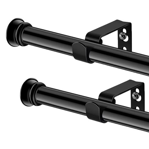Curtain Rods 2 Pack 5/8 inch Black Curtain Rods for Windows 30 to 60 Inch with Brackets Easy to Install for Bedroom Living room Kitchen | Amazon (US)