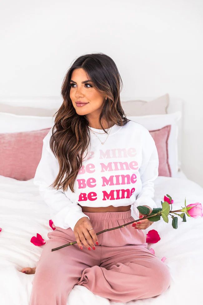 Be Mine Ombre Graphic White Sweatshirt | The Pink Lily Boutique