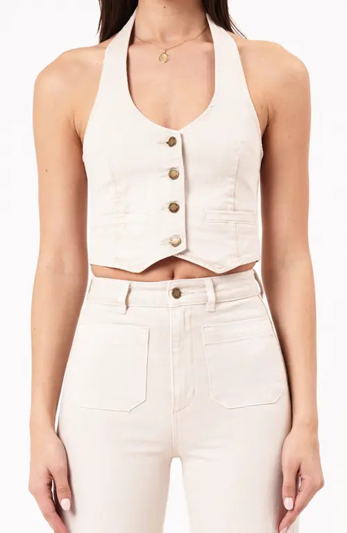 Rolla’s Crop Denim Halter Vest in Off White at Nordstrom, Size Medium | Nordstrom