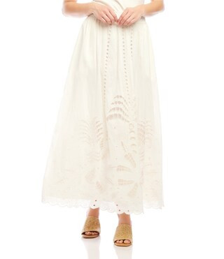 Karen Kane Embroidered Cut-Out A-Line Midi Skirt | Dillard's | Dillard's