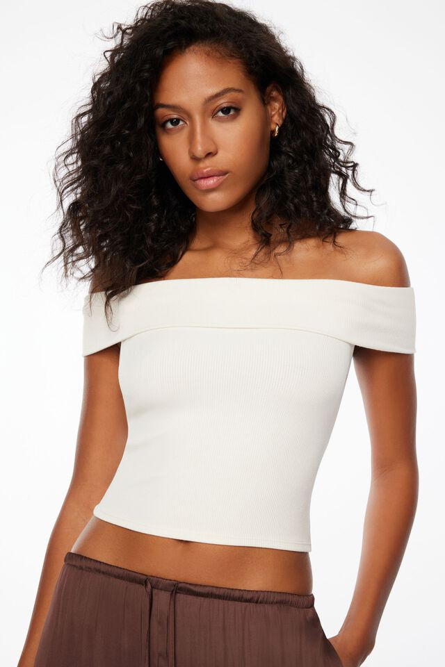 Layla Off Shoulder Ribbed Top | Dynamite Clothing