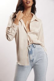Liliana Satin Shirt - Bone | MESHKI US