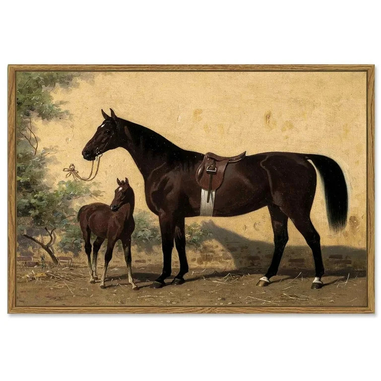 Drsoum 16x24in Vintage Canvas Framed Wall Art Horse Room Decor for Bathroom Bedroom Living Room -... | Walmart (US)