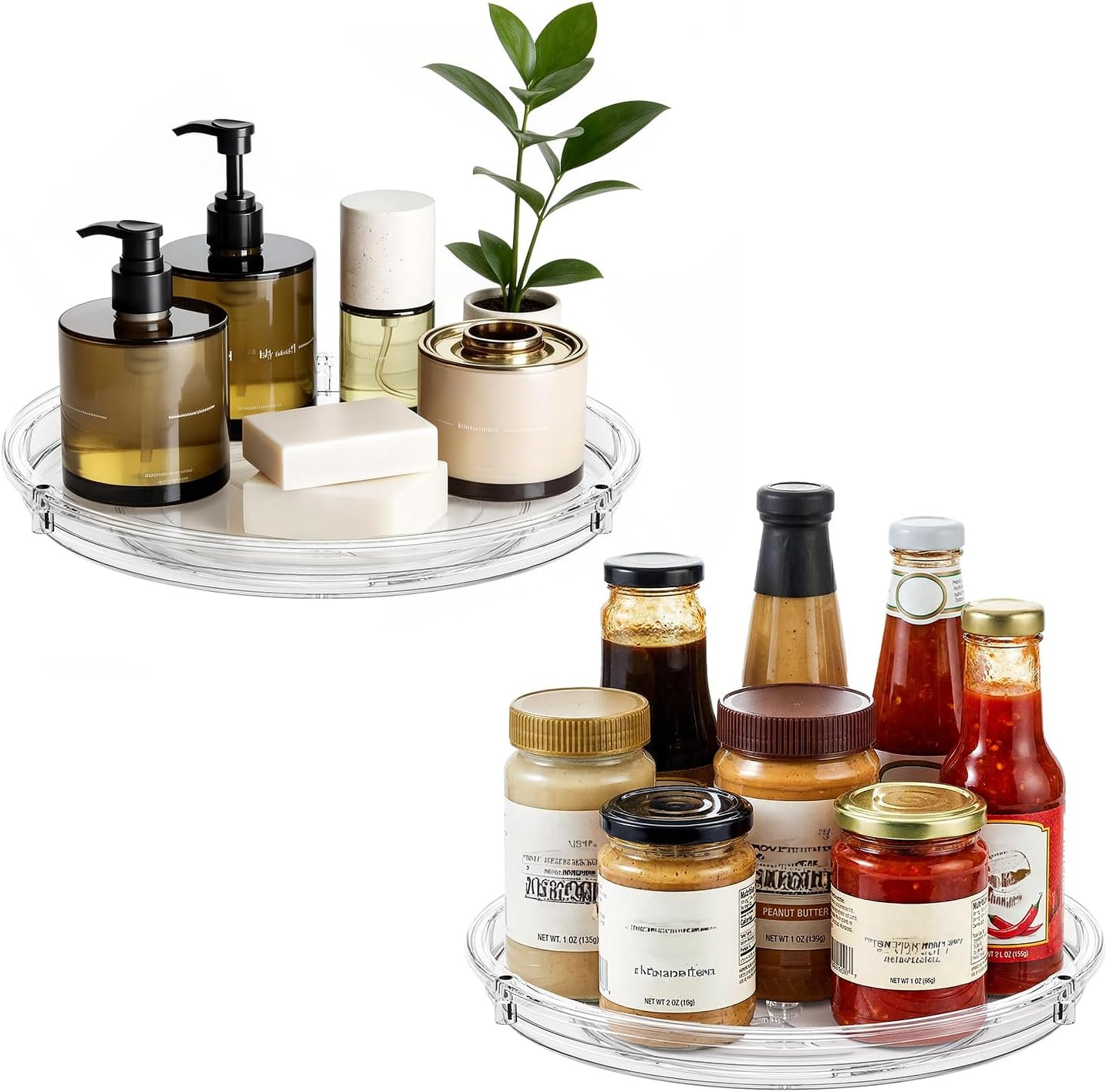 LAMU 2 Pack Lazy Susan Organizer for Cabinet Fridge Refrigerator Pantry | Amazon (US)