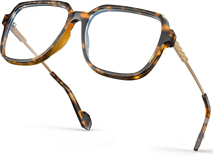 VISOONE Oversized Blue Light Blocking Glasses with Chic Square TR90 Frame and Metal Temple for Wo... | Amazon (US)
