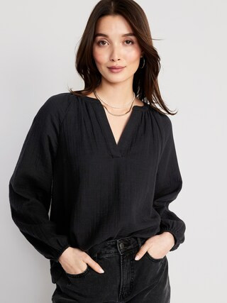 Split-Neck Blouse for Women | Old Navy (US)