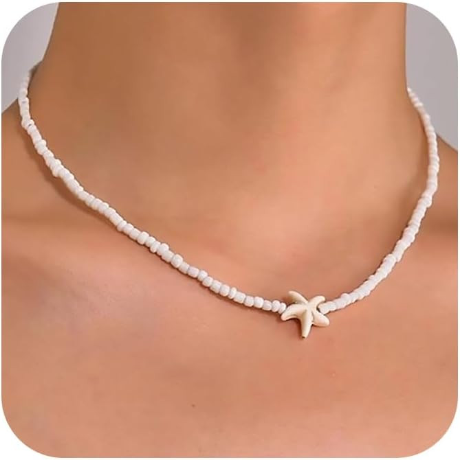 Nackiy Handmade Sea Shell Necklace for Women Summer Adjustable Natural Shell Collar Necklace | Amazon (US)