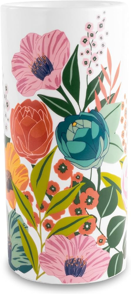 Steel Mill & Co Ceramic Vase for Living Room/Shelf/Coffee Table, Aesthetic Flower Vase with Flora... | Amazon (US)