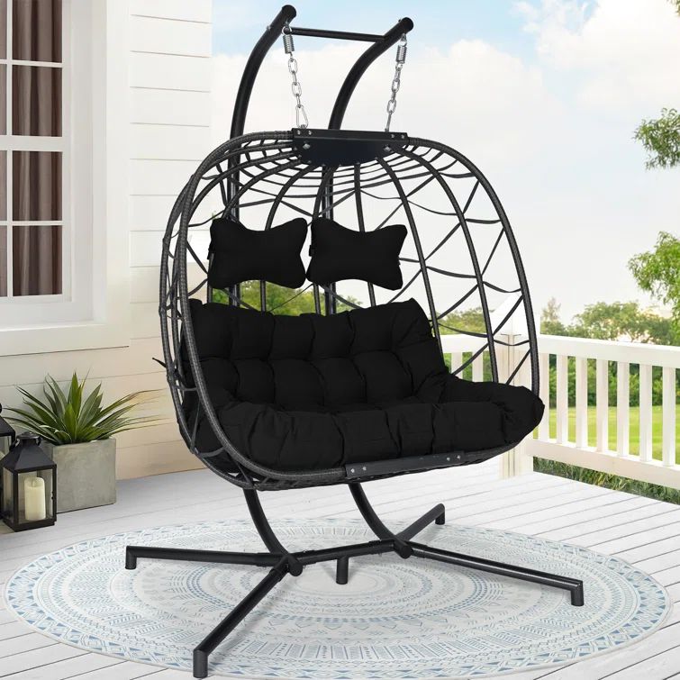Celyne 2 Person Outdoor/Indoor Porch Swings Egg Chair with Stand | Wayfair North America