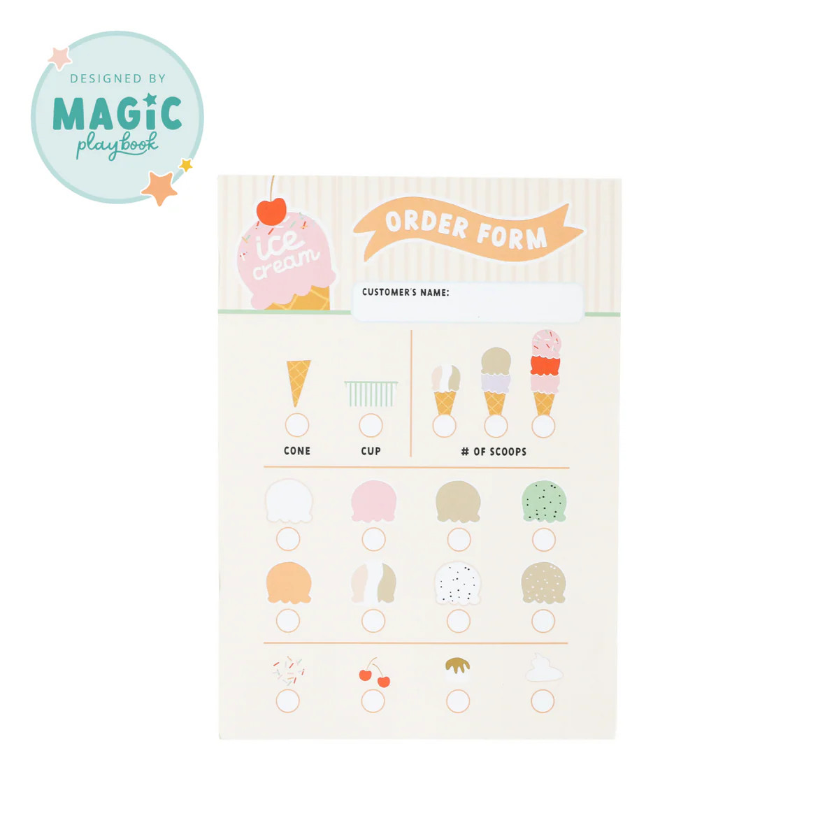 Ice Cream Shop Pretend Play Notepad | Magic Playbook