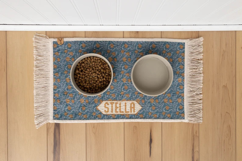 Personalized Dog Bowl Mat Fringe Pet Placemat Dog Water Bowl - Etsy | Etsy (US)