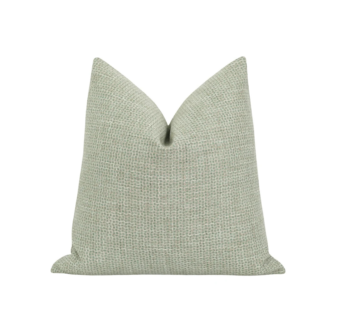 Woven Pillow Cover in Seaglass Green, Green and Beige Woven Pillow Cover, Earthy Beige & Pale Gre... | Etsy (US)