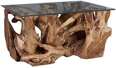 Sterling Home Teak Root Glass TOP coffee table, Brown | Amazon (US)
