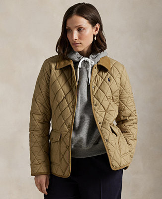 Women's Corduroy-Trim Quilted Barn Jacket | Macy's