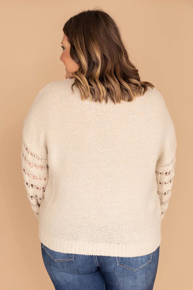 She's The Center Of Attention Oatmeal Sweater | The Pink Lily Boutique