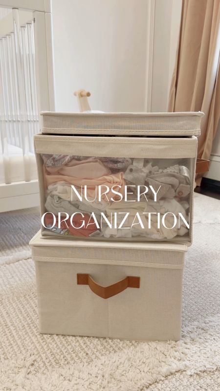 Nursery organization, clothes organizer, fabric storage bin with dust free lid, mesh side, pre size clothes divider hanger, neutral nursery 

#LTKbaby #LTKfamily #LTKkids