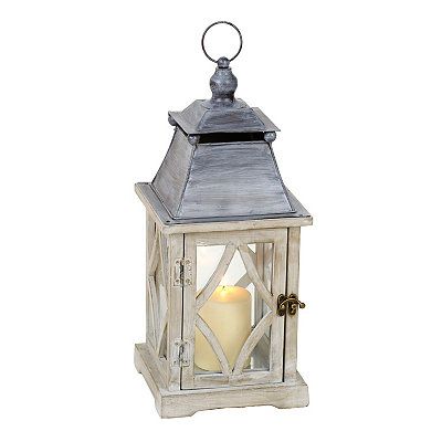 Rustic White and Gray Lantern | Kirkland's Home