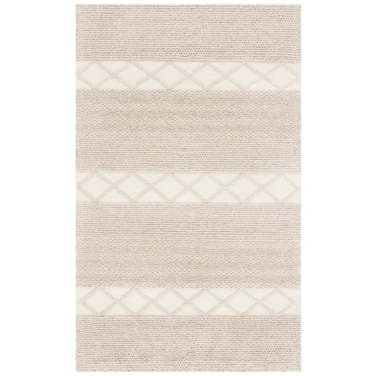 Tulane Natura Hand Woven Wool/Cotton Geometric Rug in Beige | Wayfair North America
