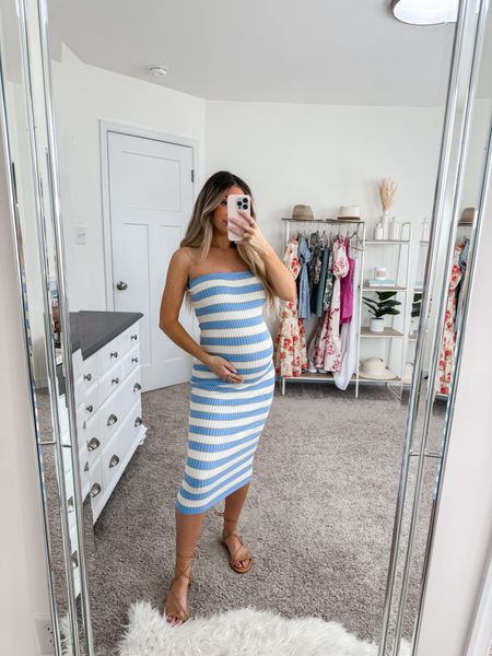 Love this midi dress! Under $100 stretchy, cute, bra friendly, bump friendly and I’m wearing a small! This is another that I’m bringing on our baby moon 🌙🤍

#LTKstyletip #LTKfindsunder100 #LTKbump