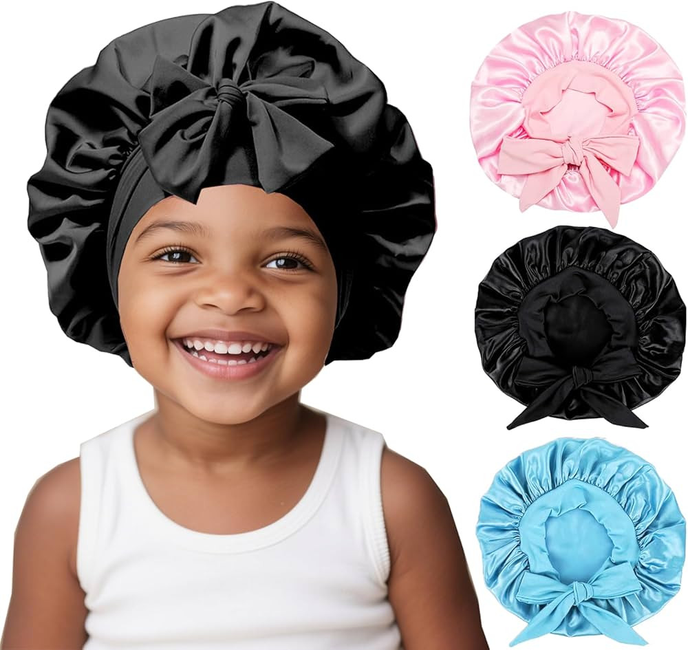 3 Pcs Kids Silk Bonnet for Sleeping - Baby Satin Bonnet for Sleep,Kids Hair Bonnets for Curly Hai... | Amazon (US)