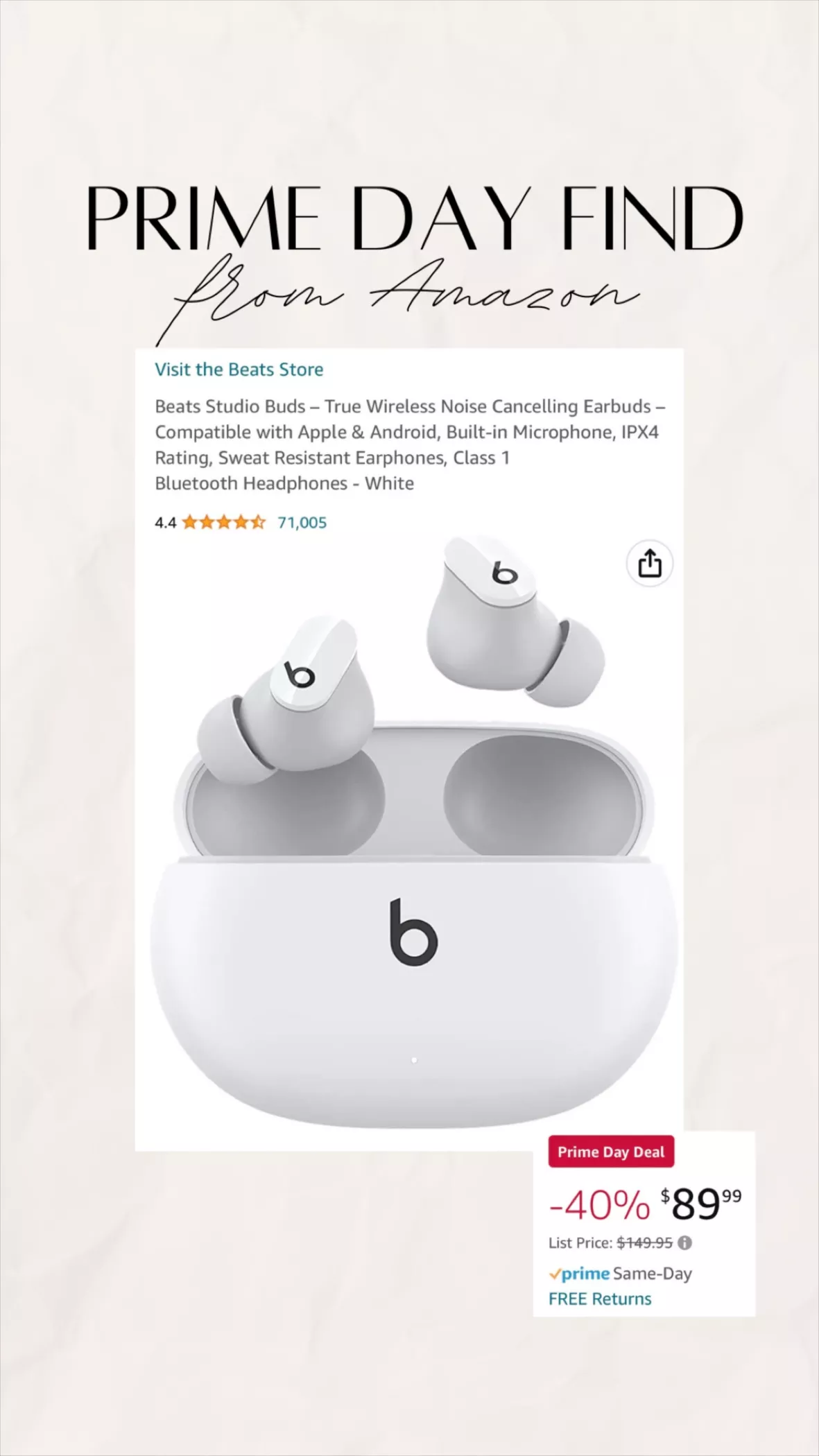 Beats Studio Buds True Wireless Noise Cancelling Earbuds Compatible with  Apple & Android, Built-in Microphone, IPX4 Rating, Sweat Resistant  Earphones