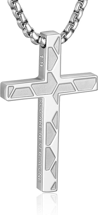 Soccer Bible Verse Cross Necklace for Boys Men 316L Stainless Steel Chain Pendant Religious Chris... | Amazon (US)