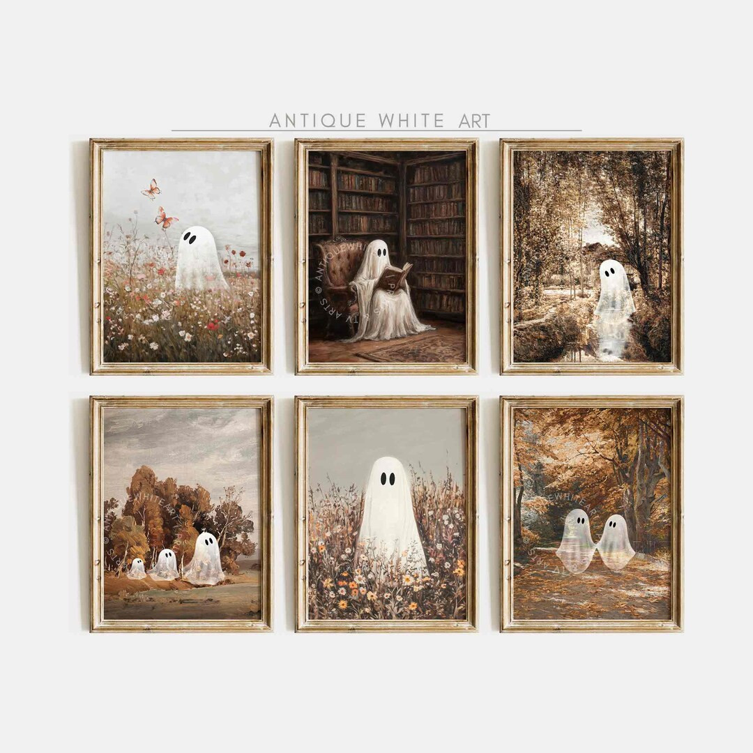 Printable Halloween Gallery Set, Cute Ghosts Prints, Fall Painting, Halloween Decor, Farmhouse Ga... | Etsy (US)