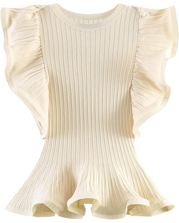 Chevara Women\u2019s Wavy Trim Knit Top Sleeveless Round Neck Sweater | Amazon (US)