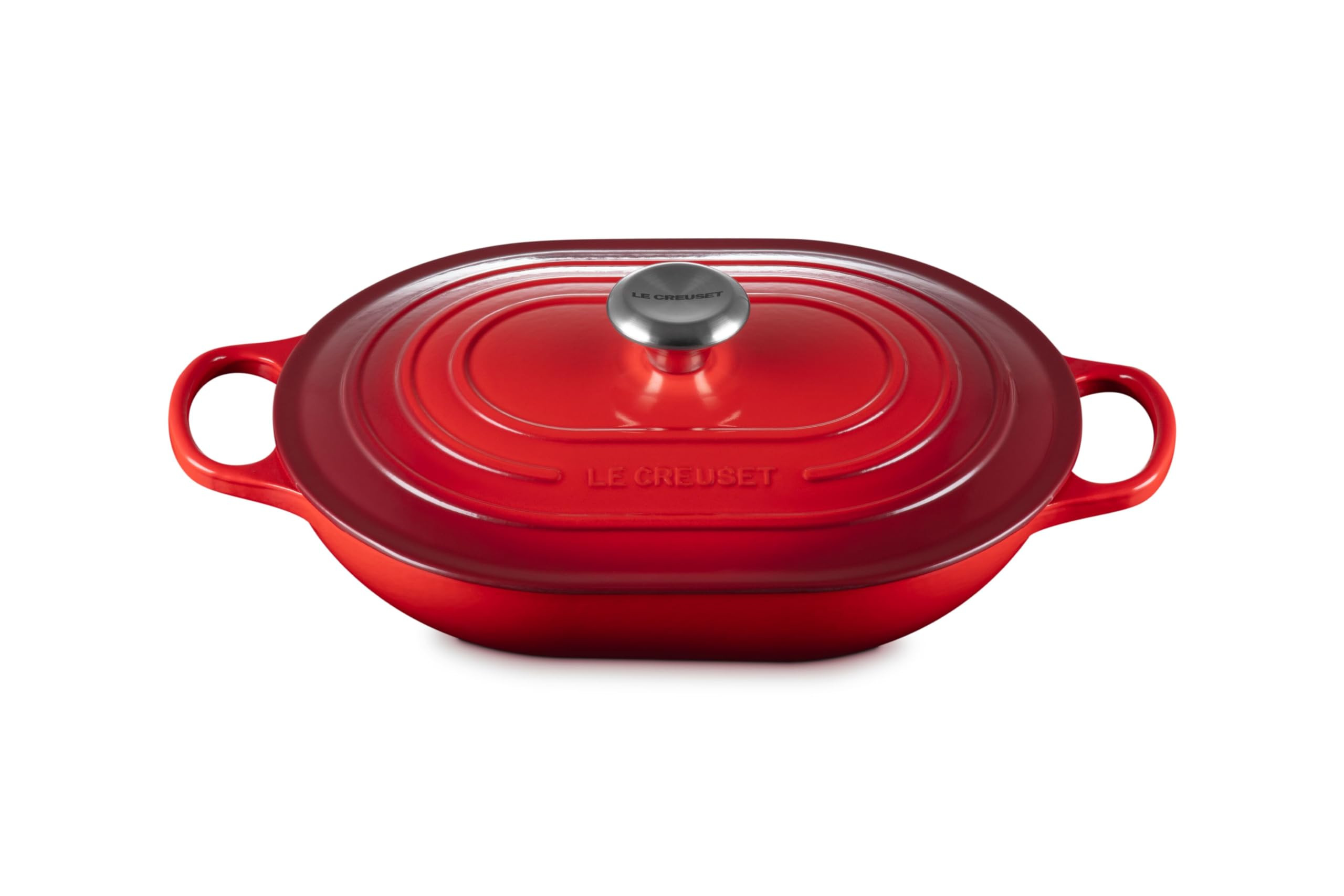 Le Creuset Enameled Cast Iron Signature Oval Casserole with Lid, 3.75 Quart, Cerise | Amazon (US)