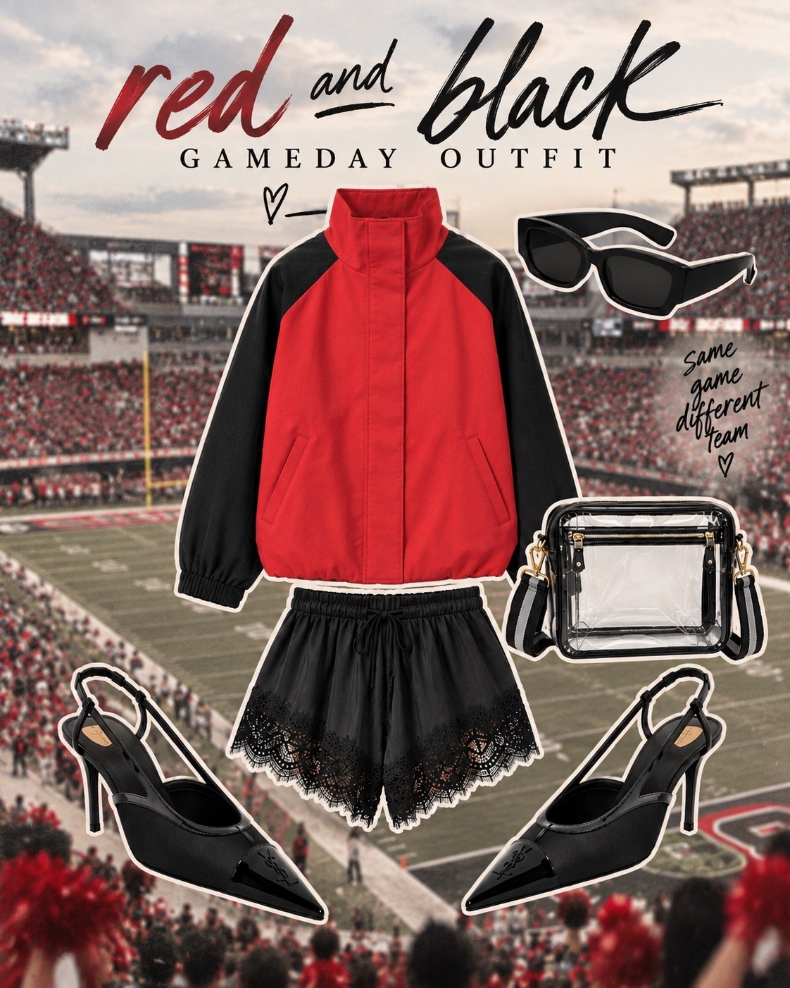 Red and black gameday option - great for Texas tech or Georgia bulldogs