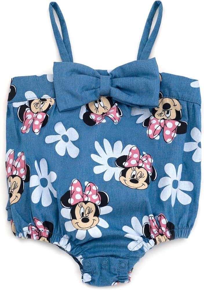Disney Minnie Mouse Floral Baby Girls Chambray Bubble Romper Newborn to Infant Sizes (Newborn - 2... | Amazon (US)