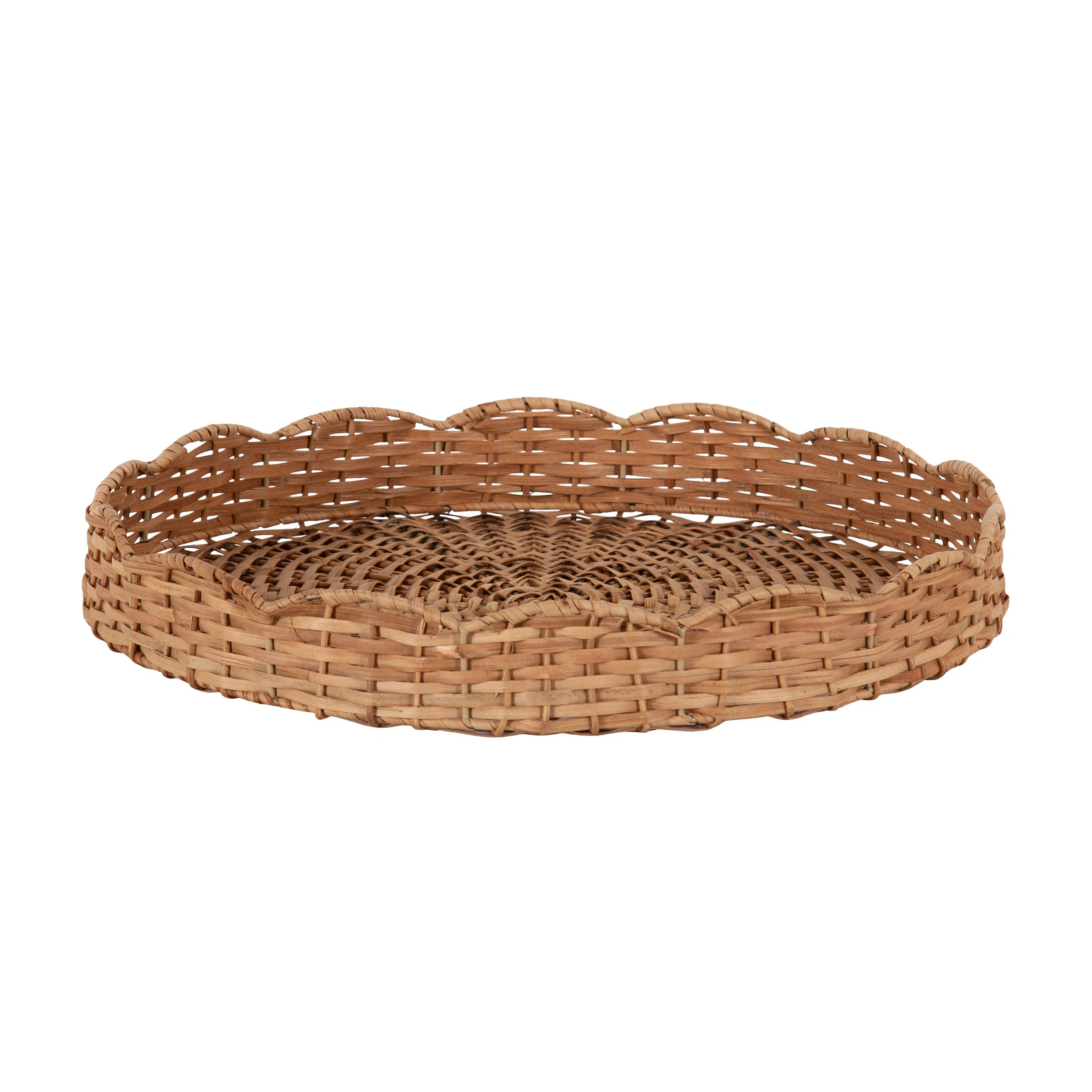 Scalloped Round Rattan Tray | Wayfair North America