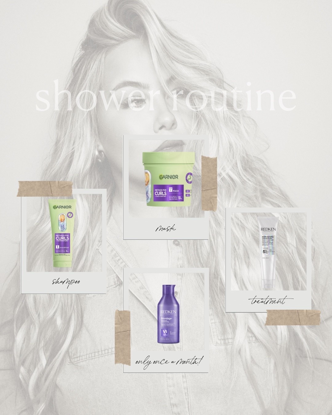 what my hair eats weekly, SHOWER ROUTINE!! 

garnier fructis shampoo + mask
Redken purple shampoo
Redken acidic treatment 

What my hair eats, hair routine, shower routine, hair favorites, blonde must haves.

#LTKMidsize #LTKBeauty #LTKgrwm