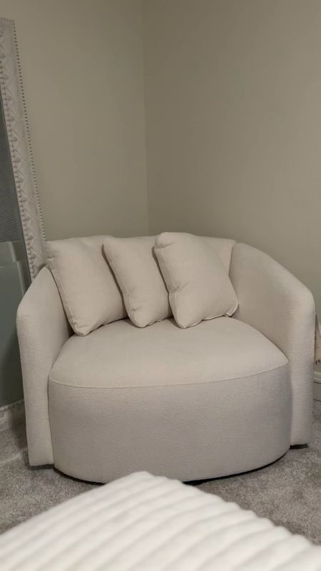 HOME MUST BUY: The viral boucle lounger under $300! So easy to put together, spins and comes with 3 pillows. Super cozy must buy! Also comes in sage color too. 

#LTKhome #LTKfindsunder50