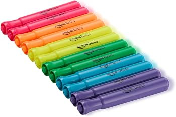 Amazon Basics Tank Style Highlighters, Chisel Tip, Bible Highlighter, Office and School Supplies,... | Amazon (US)