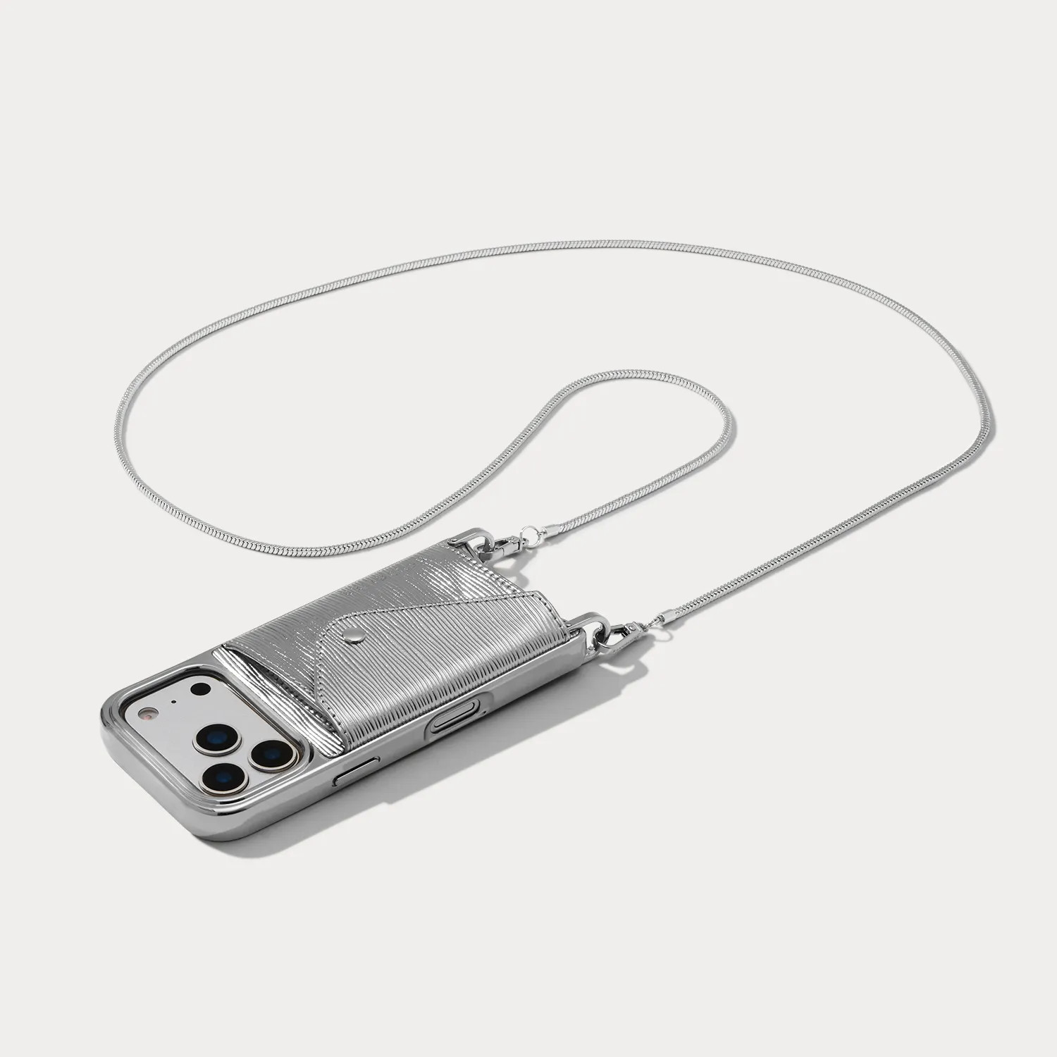 Gia Chrome Crossbody Phone Case - Silver Wave/Chrome Silver | Bandolier