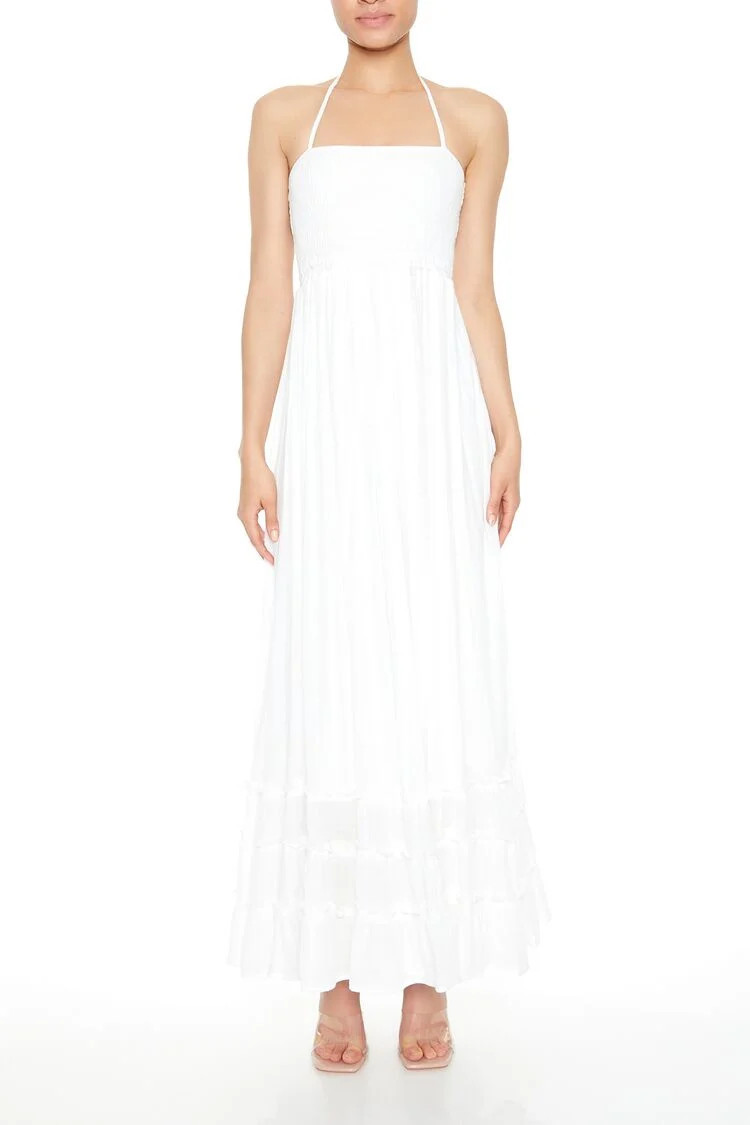 Tiered Gauze Halter Maxi Dress | Forever 21